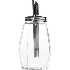 Сахарница с дозатором стекло,сталь 180мл D=50,H=135,L=50мм прозр.,металлич.