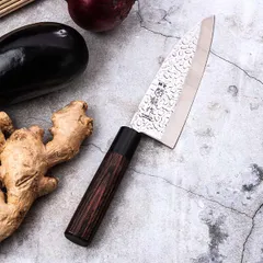 Нож кухонный «Нара» односторонняя заточка сталь нерж.,дерево ,L=285/150,B=49мм металлич.,тем.дерево, изображение 4