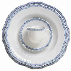 Deep plate “Opera Aida”  porcelain  D=24cm  white, blue.