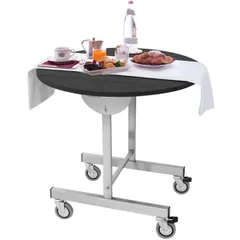 Folding table for room service  stainless steel, mdf  D=80, H=78cm  black