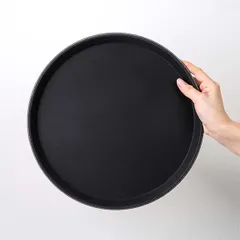 Поднос «Проотель» прорезиненный круглый пластик D=35,5см черный, изображение 2