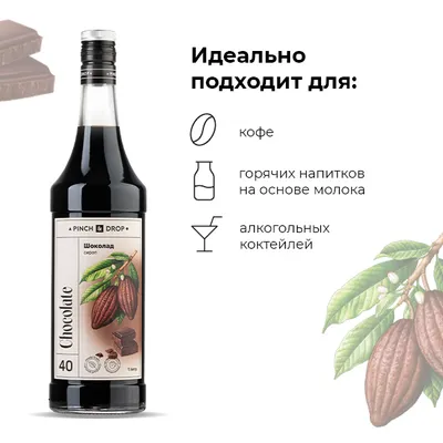Сироп «Шоколад» Pinch&Drop стекло 1л D=85,H=330мм черный, Состояние товара: Новый, Вкус: Шоколад, Материал: Стекло, Объем по данным поставщика (мл): 1000, изображение 4