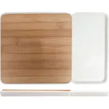 Блюдо для подачи бамбук,фарфор ,H=10,L=355/195,B=200мм св. дерево,белый