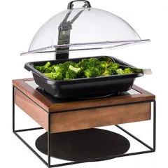 Плита индукционная сталь нерж.,дерево D=24,H=19,L=35,4,B=32,5см 900вт черный,деревян., изображение 4