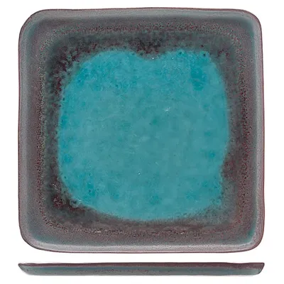 Тарелка квадратная керамика ,L=27,5,B=27,5см бирюз.