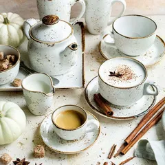 Блюдце «Крафт Вайт» фарфор D=110/40,H=13мм белый,коричнев., изображение 4