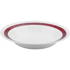 Блюдо «Корал» круглое глубокое стекло 0,73л D=288,H=48мм белый,красный, изображение 2