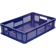 Perforated food box with handles  polyethylene  33.6 l , H=14, L=60, B=40 cm  blue