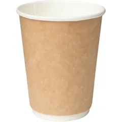Glass for hot drinks, disposable, two-layer [20 pcs]  cardboard  300 ml  D=90, H=111mm  light brown.