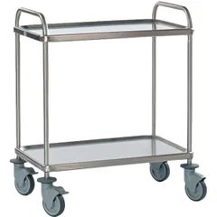 Serving trolley. 2 tiers stainless steel ,H=96,L=84,B=55cm silver.