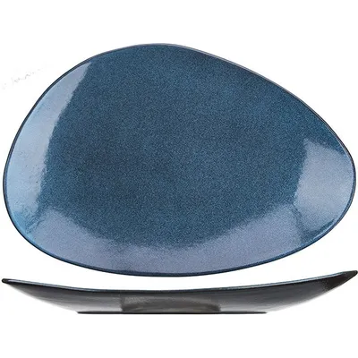Тарелка «Млечный путь голубой» фарфор ,H=45,L=370,B=250мм голуб.,черный, Форма: треугольная