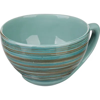 Чашка чайная «Скандинавия» керамика 250мл D=110,H=65мм голуб.,коричнев., изображение 2