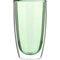 Glass for hot drinks "Prootel" double walls  thermal glass  450 ml  D = 8 cm  green.