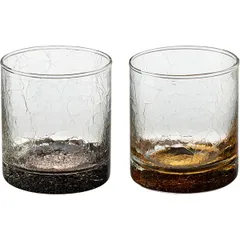 Олд фэшн (стакан) «Кракле» с золотой или черной пудрой стекло 350мл D=75,H=90мм прозр.