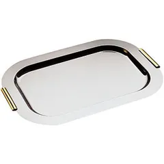 Поднос с золочеными ручками сталь нерж. ,H=18,L=440,B=310мм металлич.,золотой