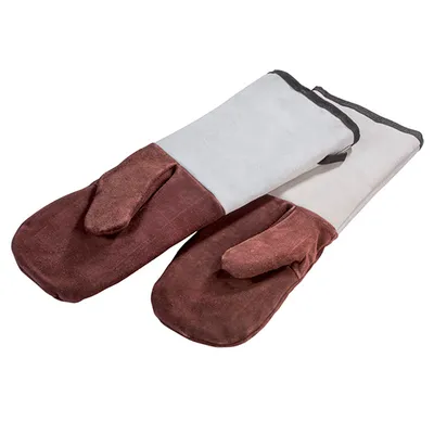 Рукавицы защитные (пара) до +250C кожа,текстиль ,L=45,B=15см коричнев.,белый