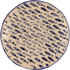 Plate “Thalassios” small ceramics D=240,H=35mm beige,blue