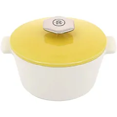 Serving pan with lid “Revolution”  ceramics  0.5 l  D=136, H=92mm  white, yellow.