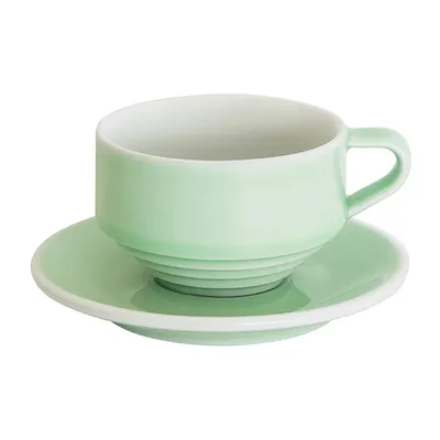 Кофейная пара «Деко» фарфор 220мл D=90/140,H=60,L=115мм св.зелен.