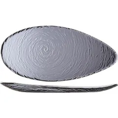 Dish "Scape Glass" oval  glass , L=30cm  grey, matte