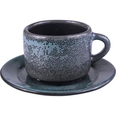 Coffee pair “Milky Way turquoise”  porcelain  80 ml  turquoise., black