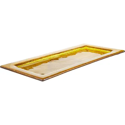 Блюдо сервировочное стекло ,H=15,L=350,B=150мм золотой,коричнев., изображение 2