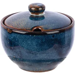 Сахарница «Ирис» с крышкой фарфор 200мл D=91,H=60мм голуб., изображение 4