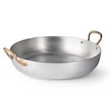 Сковорода для подачи «Арго» с двумя ручками алюмин.,латунь 1,2л D=230,H=45мм серебрист.