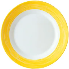 Plate “Brush” tempered glass  porcelain  D=15.5 cm  white, yellow.