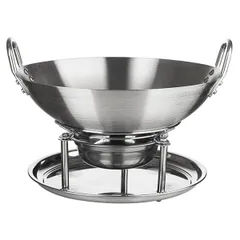 Сковорода «Садж Вок» без крышки с ручками и подставкой сталь нерж. D=340,H=65,L=360мм металлич.