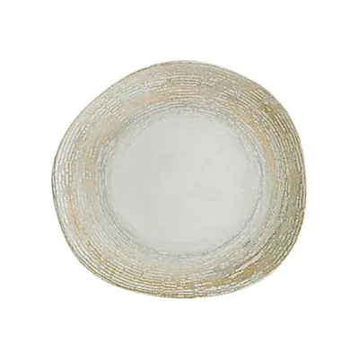 Тарелка «Патера» асимметричная фарфор ,L=29см серый,бежев.