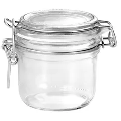 Round jar with “Fido” lid  glass  200 ml  D=83, H=84, B=83mm  clear.