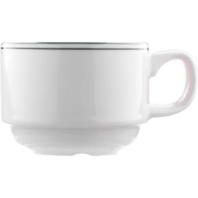 Чашка чайная «Лагуна» фарфор 170мл D=75,H=60мм белый,зелен., Объем по данным поставщика (мл): 170