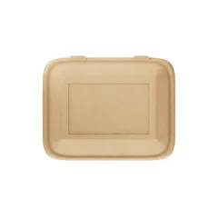 Контейнер бумажный OneGo с крышкой картон 0,6л ,H=6,L=16,B=11см св.корич., изображение 3