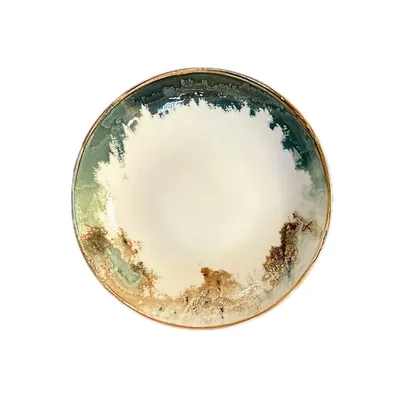 Тарелка глубокая «Футура» фарфор 1л D=230,H=45мм бежев.,бирюз.