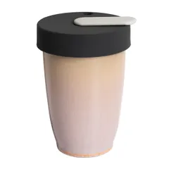 Кружка с двойной стенкой фарфор,силикон 250мл D=8,H=11см бежев.,черный