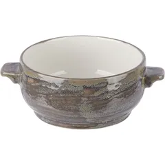 Broth cup “Revolution”  porcelain  450 ml  D=12, H=6, B=17 cm  gray, brown.