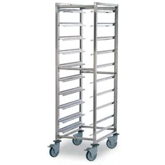 Universal trolley for gastronomy containers 1/1 and containers 600*400mm, 10 tiers  stainless steel , H=165, L=