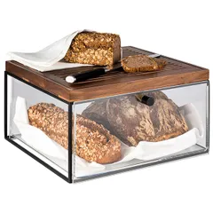 Ящик для продуктов с ручкой пластик ,H=17,5,L=34,B=32см прозр.,черный, изображение 3