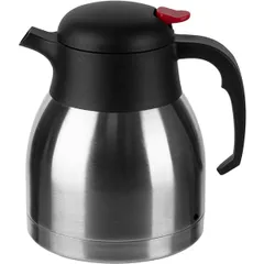 Кофейник «термос» сталь нерж.,пластик 1л ,H=18,5см серебрист.,черный, изображение 2