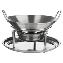 Сковорода «Садж Вок» без крышки с ручками и подставкой сталь нерж. D=260,H=57,L=280мм металлич.