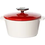 Кастрюля для запекания с крышкой керамика,сталь нерж. 0,5л D=13,6см белый,красный