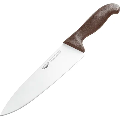Нож поварской пластик,сталь нерж. ,L=23/36,B=3см коричнев.,металлич.