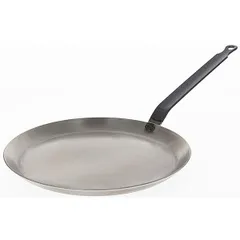 Pan for pancakes  white steel  D=200, H=20, L=375mm  metallic.