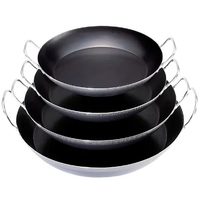 Сковорода для паэльи 2ручки голуб.сталь D=370,H=60,L=445мм серый, изображение 2