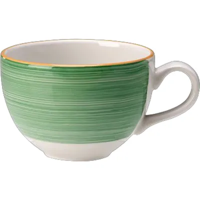 Чашка чайная «Рио Грин» фарфор 340мл D=10,H=7см белый,зелен., Цвет второй: Зеленый, Объем по данным поставщика (мл): 340