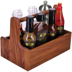 Подставка для набора для специй 2 отделения дуб ,H=17,9,L=25,B=15,3см коричнев., изображение 2