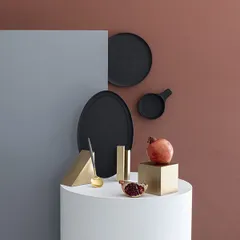 Тарелка «Базальт» овальная керамика ,H=15,L=350,B=229мм черный,матовый, изображение 2