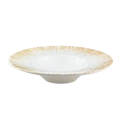 Тарелка для пасты «Ирис» фарфор 400мл D=28см белый,бежев.