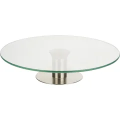 Rotating cake stand  glass, stainless steel  D=30, H=7cm  transparent, metal.